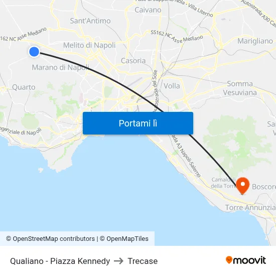 Qualiano - Piazza Kennedy to Trecase map