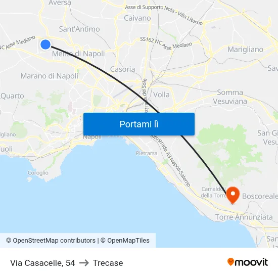 Via Casacelle, 54 to Trecase map