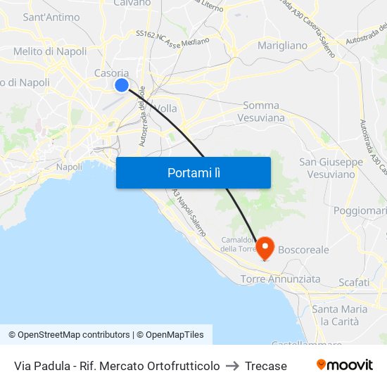 Via Padula - Rif. Mercato Ortofrutticolo to Trecase map