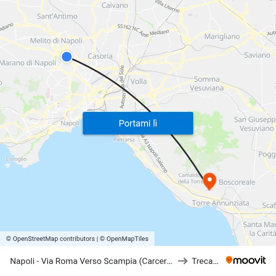 Napoli - Via Roma Verso Scampia (Carcere) to Trecase map