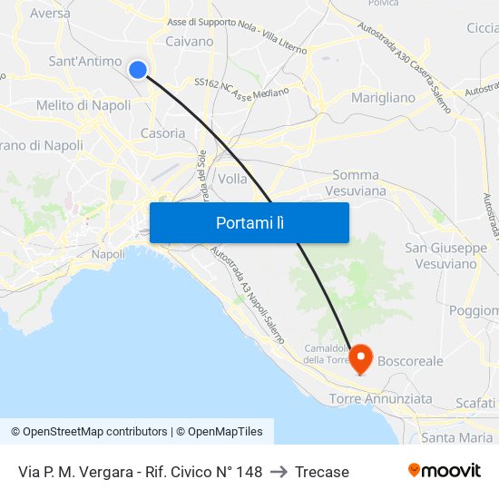 Via P. M. Vergara - Rif. Civico N° 148 to Trecase map