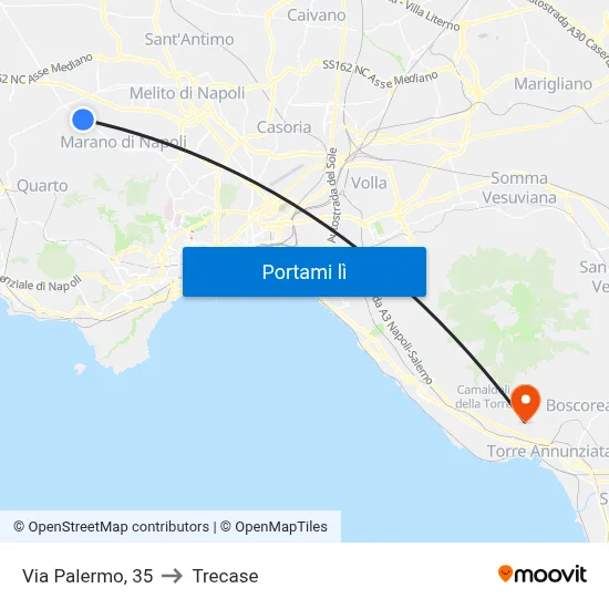 Via Palermo, 35 to Trecase map
