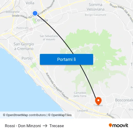 Rossi - Don Minzoni to Trecase map