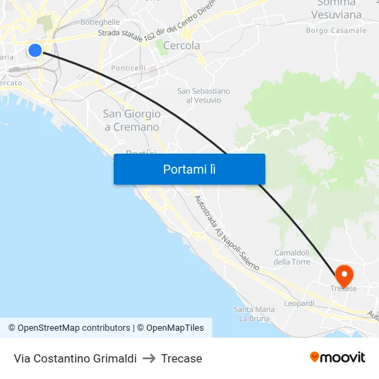 Via Costantino Grimaldi to Trecase map