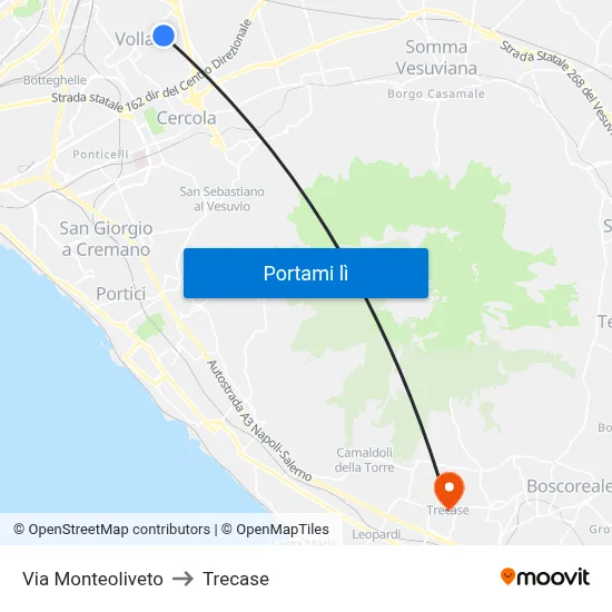 Via Monteoliveto to Trecase map