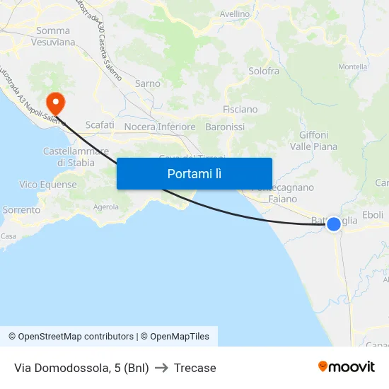 Via Domodossola, 5 (Bnl) to Trecase map
