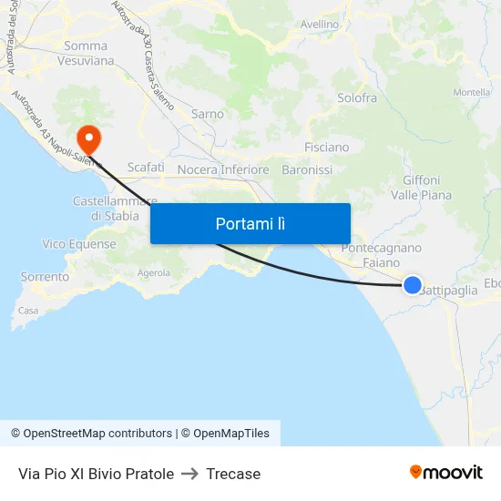 Via Pio XI Bivio Pratole to Trecase map