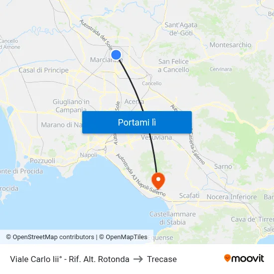 Viale Carlo Iii° - Rif. Alt. Rotonda to Trecase map