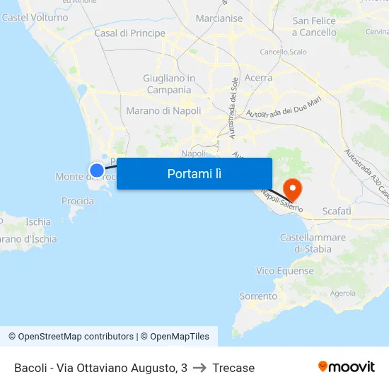Bacoli - Via Ottaviano Augusto, 3 to Trecase map