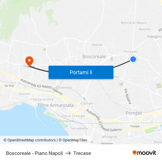 Boscoreale - Piano Napoli to Trecase map