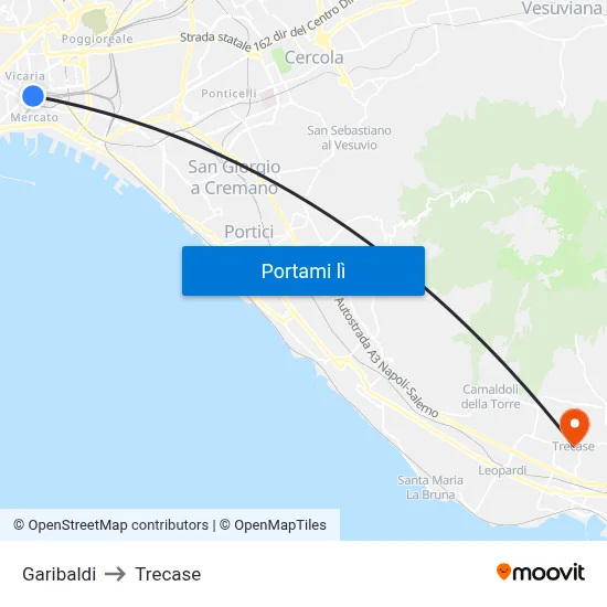 Garibaldi to Trecase map