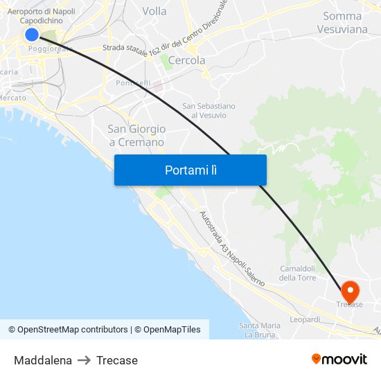 Maddalena to Trecase map