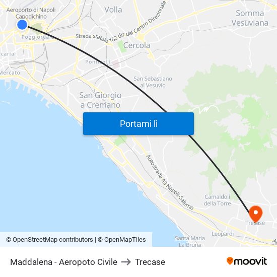 Maddalena - Aeropoto Civile to Trecase map