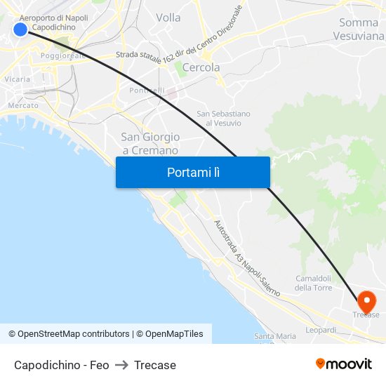 Capodichino - Feo to Trecase map