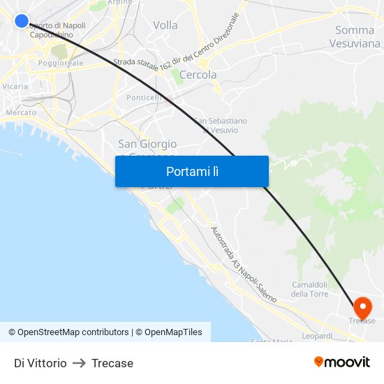 Di Vittorio to Trecase map