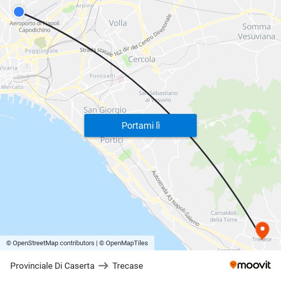 Provinciale Di Caserta to Trecase map