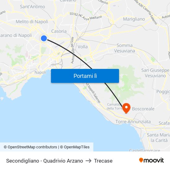 Secondigliano - Quadrivio Arzano to Trecase map