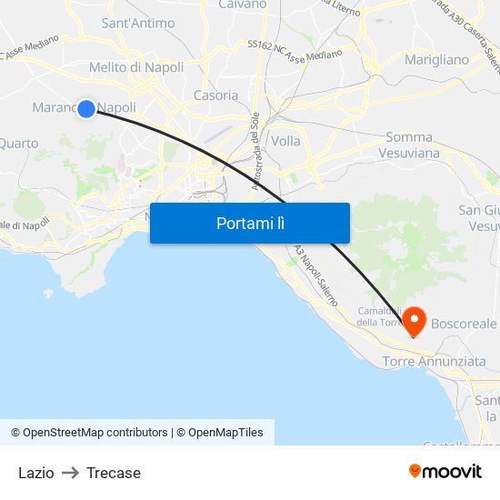 Lazio to Trecase map