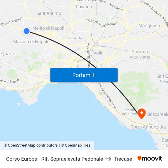 Corso Europa - Rif. Sopraelevata Pedonale to Trecase map
