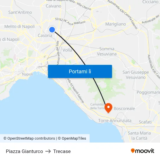 Piazza Gianturco to Trecase map