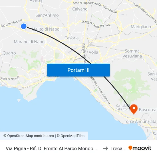 Via Pigna - Rif. Di Fronte Al Parco Mondo Nuovo to Trecase map