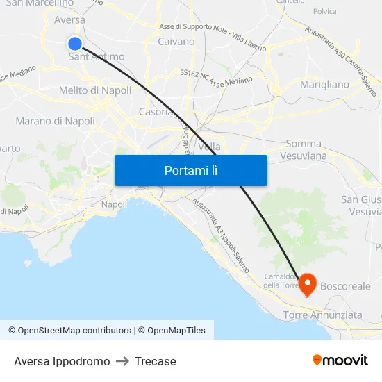 Aversa Ippodromo to Trecase map