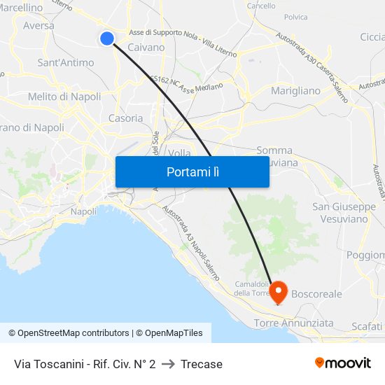 Via Toscanini - Rif. Civ. N° 2 to Trecase map