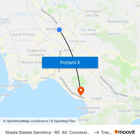 Strada Statale Sannitica - Rif. Alt. Concessionaria Mitsubisci to Trecase map