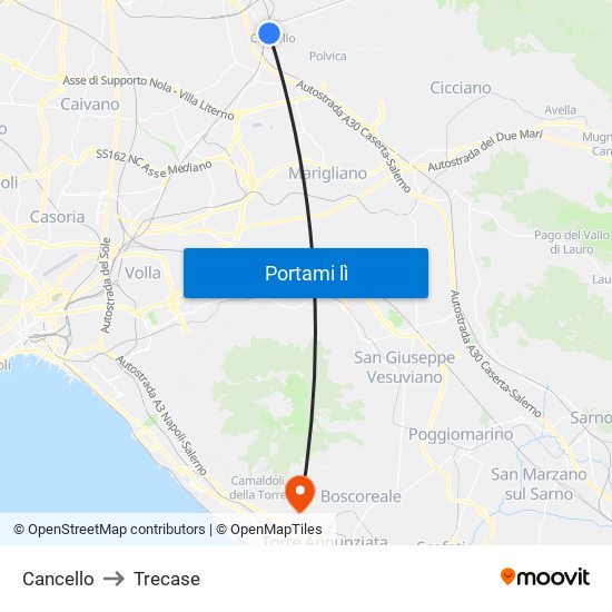 Cancello to Trecase map