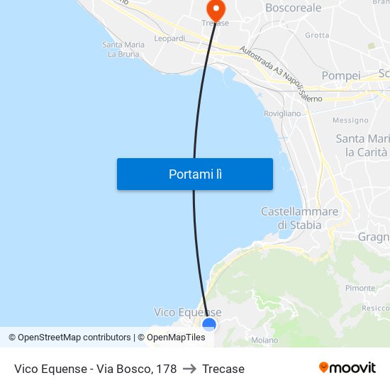 Vico Equense - Via Bosco, 178 to Trecase map