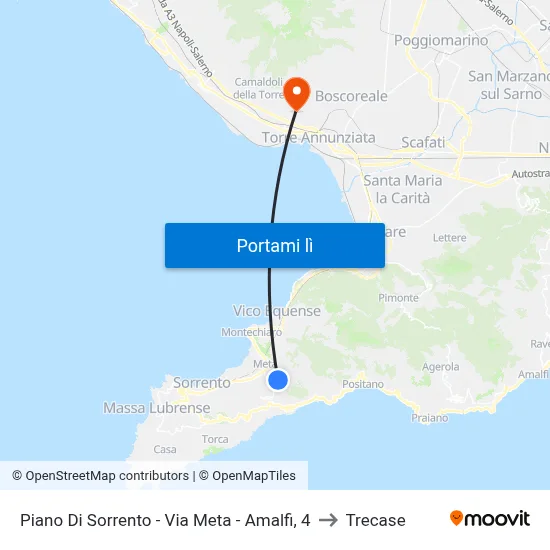Piano Di Sorrento - Via Meta - Amalfi, 4 to Trecase map