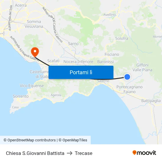 Chiesa S.Giovanni Battista to Trecase map