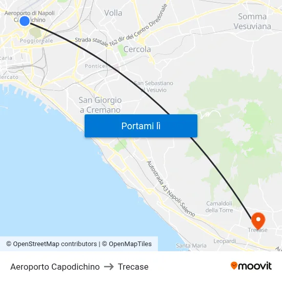 Aeroporto Capodichino to Trecase map