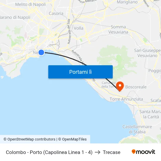 Colombo - Porto (Capolinea Linea 1 - 4) to Trecase map