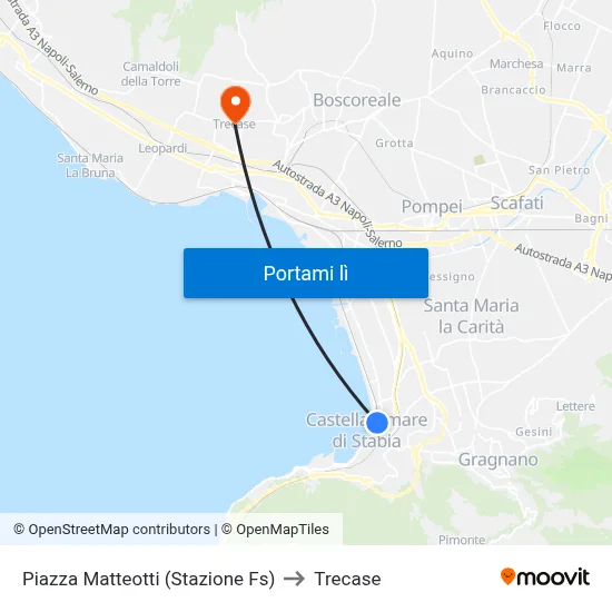 Piazza Matteotti (Stazione Fs) to Trecase map