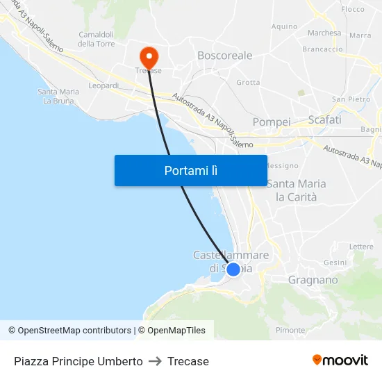 Piazza Principe Umberto to Trecase map