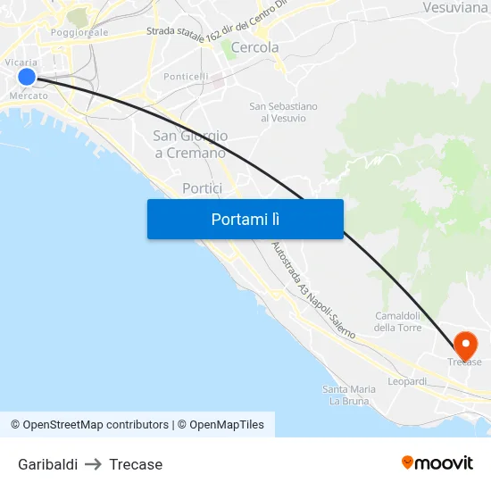 Garibaldi to Trecase map
