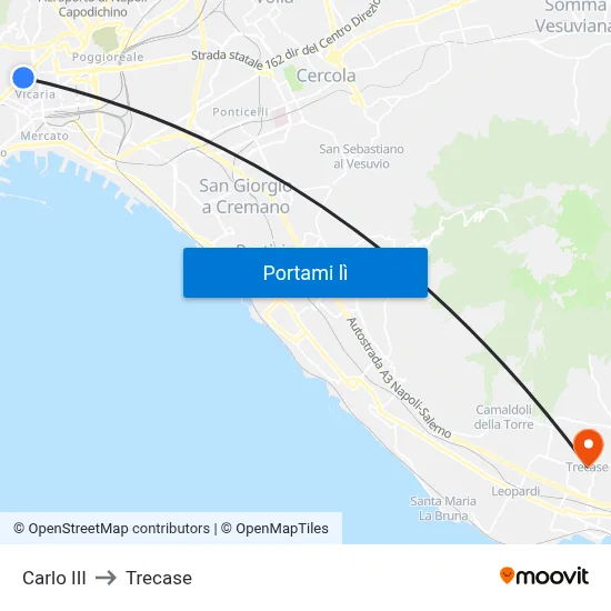 Carlo III to Trecase map