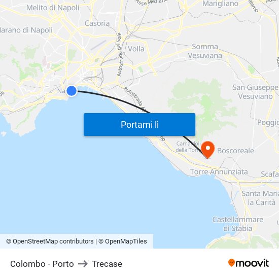 Colombo - Porto to Trecase map