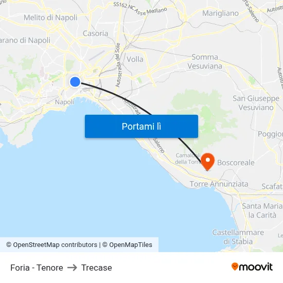 Foria - Tenore to Trecase map