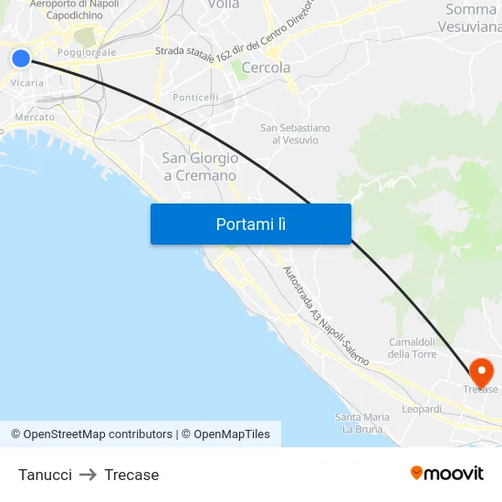 Tanucci to Trecase map