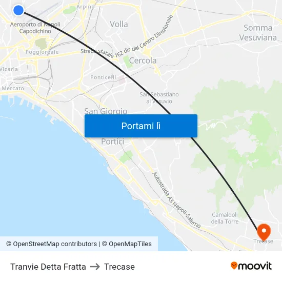 Tranvie Detta Fratta to Trecase map