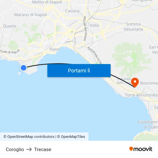 Coroglio to Trecase map