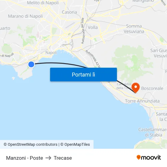 Manzoni - Poste to Trecase map