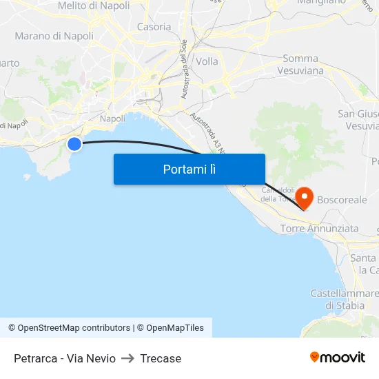 Petrarca - Via Nevio to Trecase map