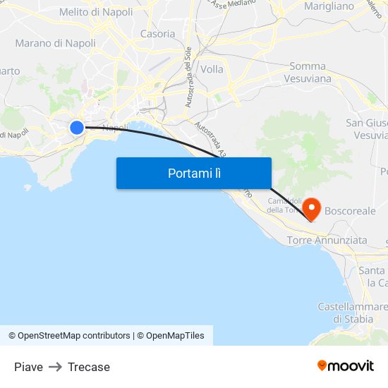 Piave to Trecase map