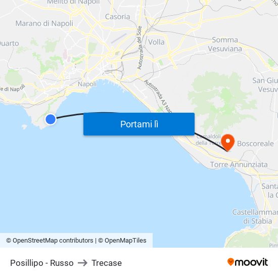 Posillipo - Russo to Trecase map