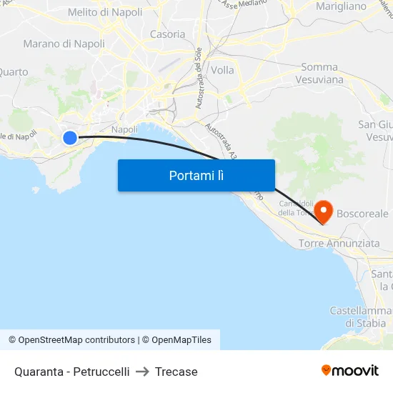 Quaranta - Petruccelli to Trecase map