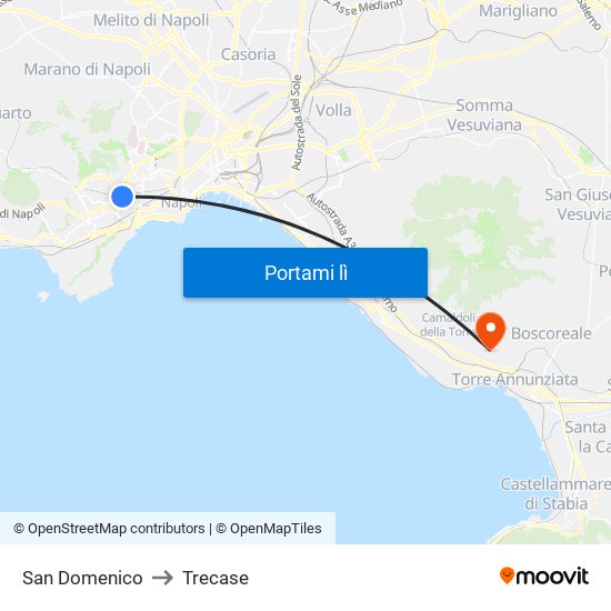 San Domenico to Trecase map