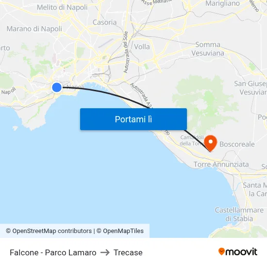 Falcone - Parco Lamaro to Trecase map